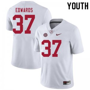 NCAA Youth Alabama Crimson Tide #37 Jalen Edwards Stitched College 2020 Nike Authentic White Football Jersey VT17Y13EO